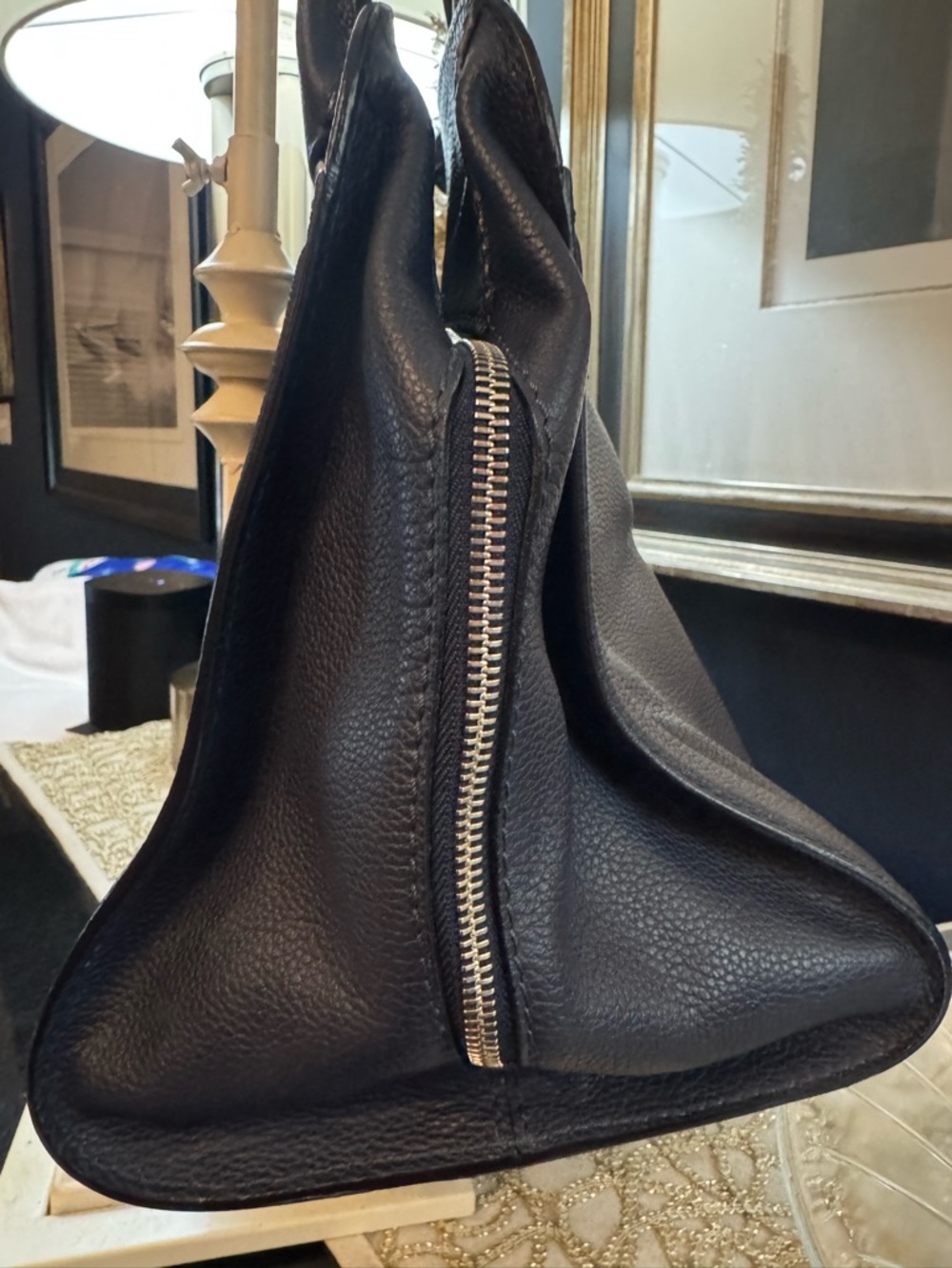 Alexander McQueen Navy Leather Skull Charm Tote. - Picture 9 of 13